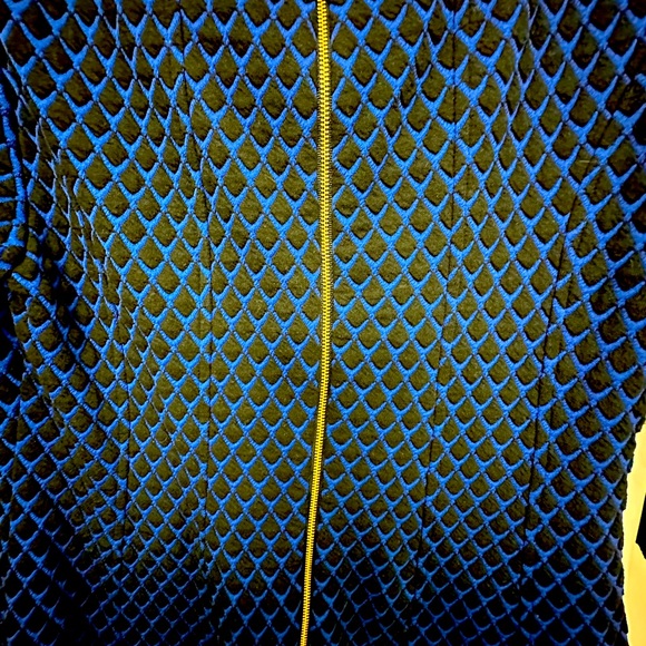 Taylor Maternity Dress for A Pea in the Pod Blue and Black midi with sleeves - Picture 3 of 8